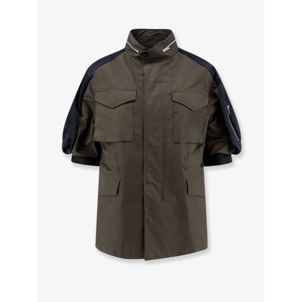 Sacai Women Canvas Jacket With Nylon Sleeves